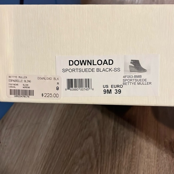 NIB Bettye Muller, Espadrille Sling Wedges, Black Suede/Woven Straw, Sz 9 - Picture 6 of 6